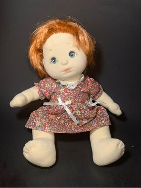 Vintage My Child Doll Short Red Hair Green Eyes Generic Dress 80s Soft